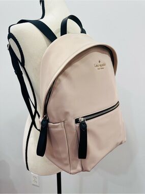 KATE SPADE Chelsea Blush Pink Nylon Backpack Bag with Black Accents NWOT